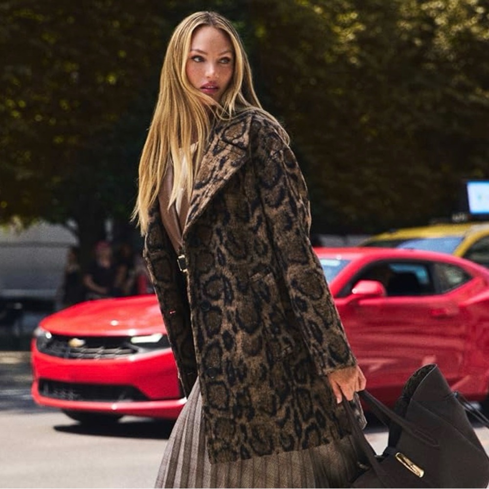 Anne Klein Leopard Print Coat | Tailored Statement - Picture 3 of 5
